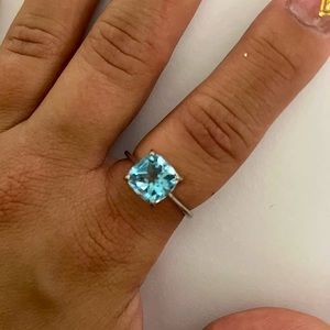 World Class 3.50ctw Swiss Topaz Cushion Cut 925 Sterling Silver Ring Size 8